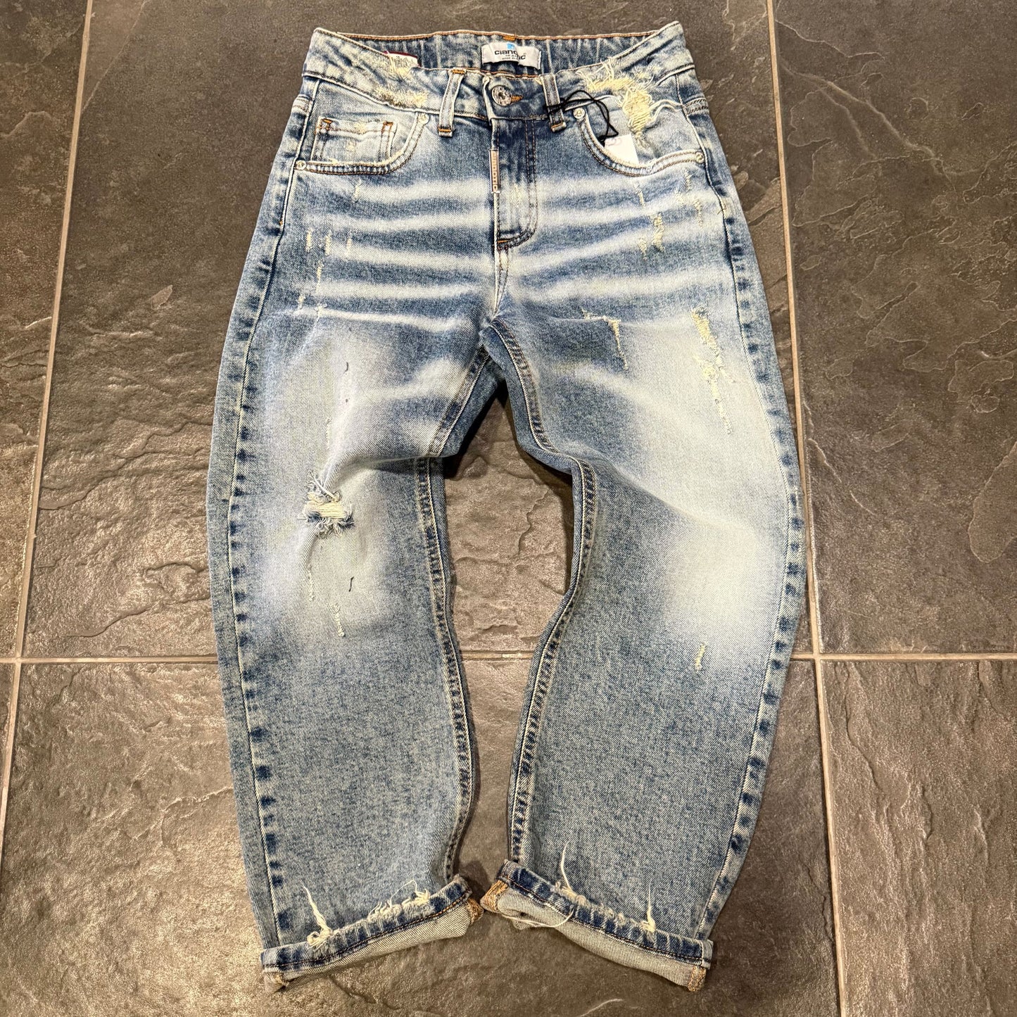 CB BAGGY 01 JEANS JUNIOR CIANOTIC SABBIATO - JEANS BIMBO - CIANOTIC