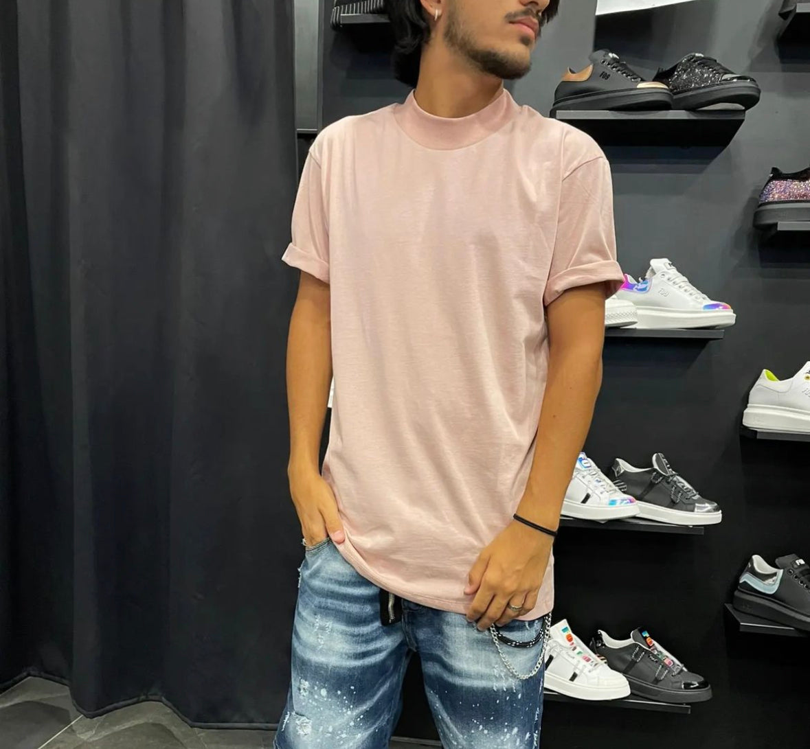 T/COLLO ALTO REGULAR POLVERE - T-shirt uomo - CIANOTIC