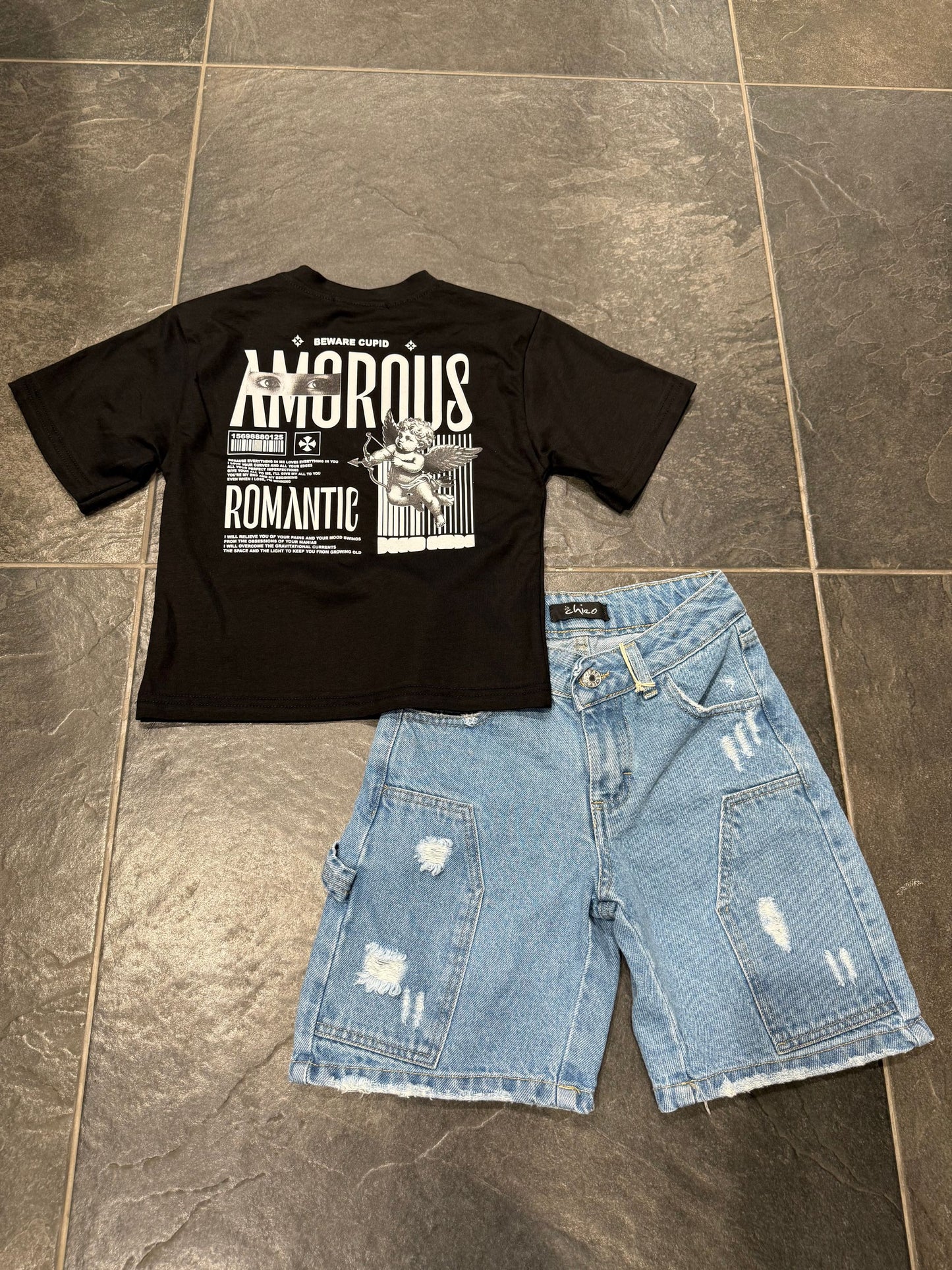 J368 SHORT JEANS CHIARO - short bimbo - IO CHICO