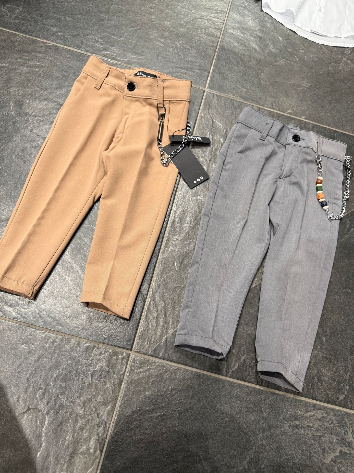 P1068 PANTALONE BIMBO GRIGIO - Pantaloni bimbo -