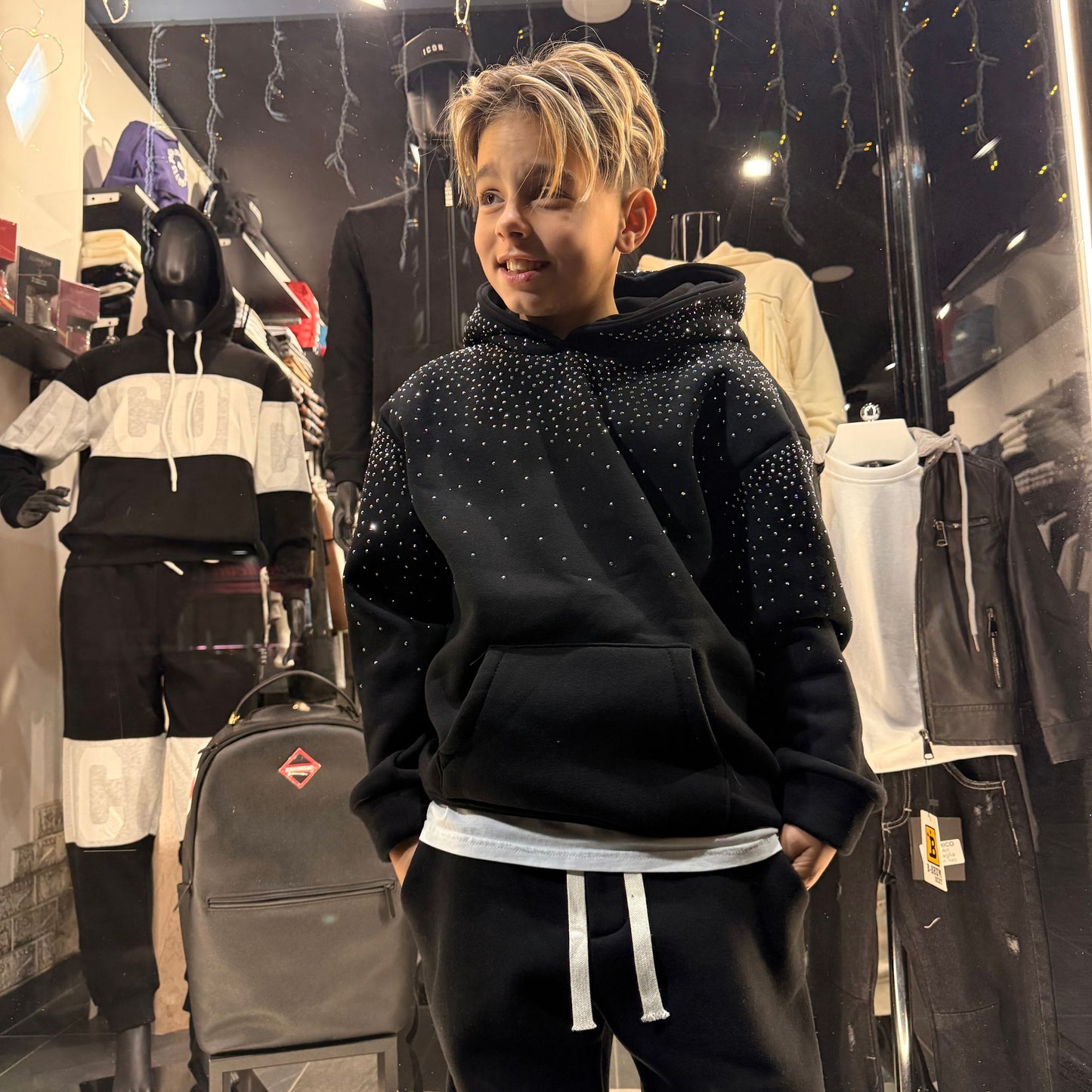 1208 FELPA DIAMOND BIMBO NERA - felpa bimbo - IO CHICO