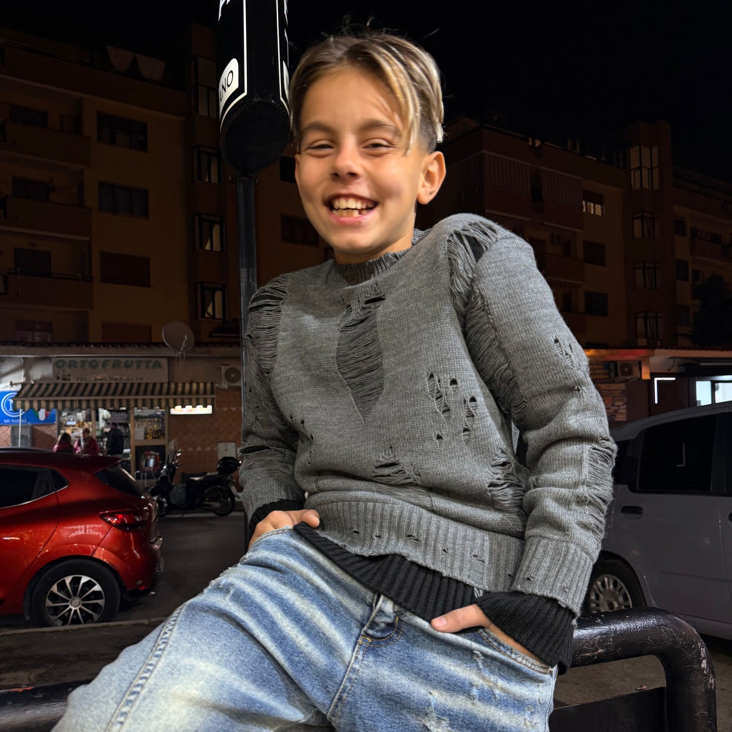 CB ML/DOUBLE MAGLIONCINO GRIGIO - maglieria bimbo - CIANOTIC