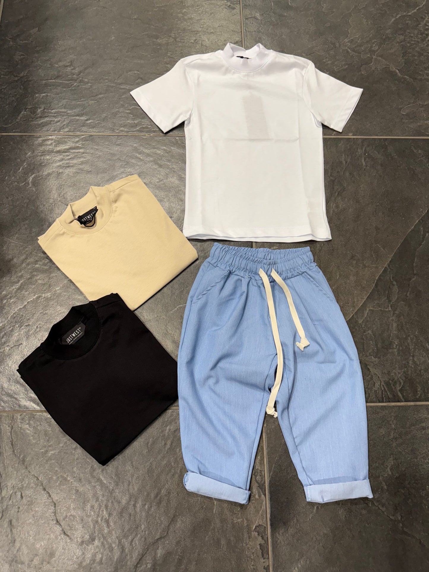 BM32 PANTALONE BIMBO CELESTE - Pantaloni bimbo -