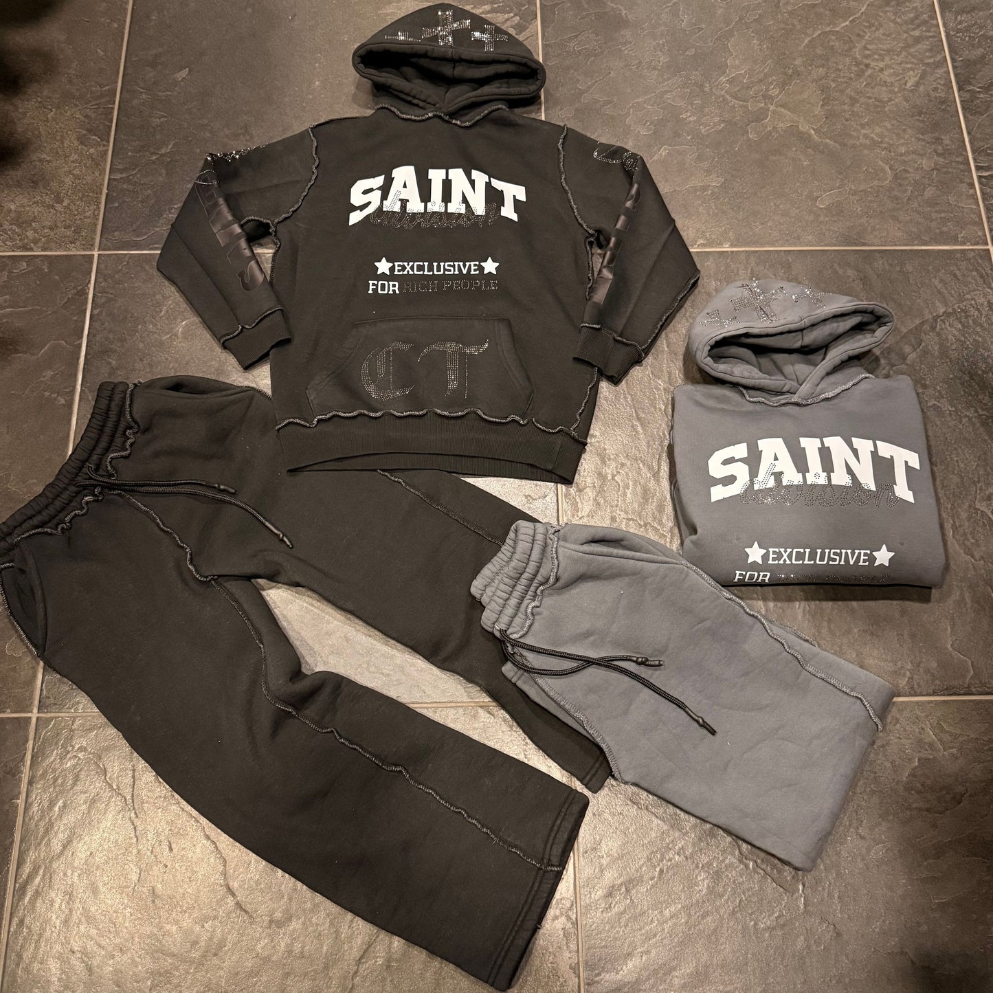 CB TRACKSUIT DIAMOND 1 GRIGIO - tute bimbo - CIANOTIC