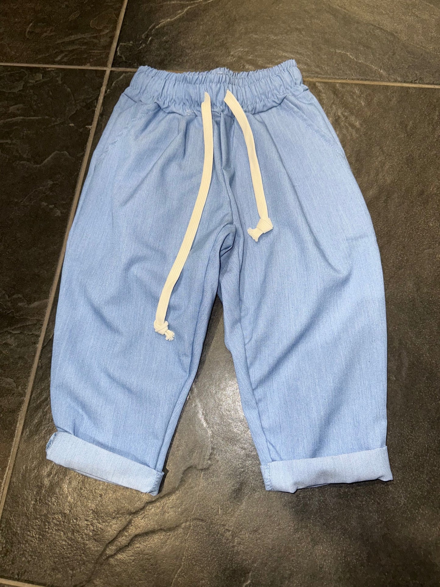 BM32 PANTALONE BIMBO CELESTE - Pantaloni bimbo -