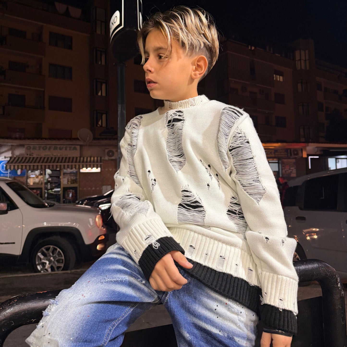 CB ML/DOUBLE MAGLIONCINO BIANCO - maglieria bimbo - CIANOTIC