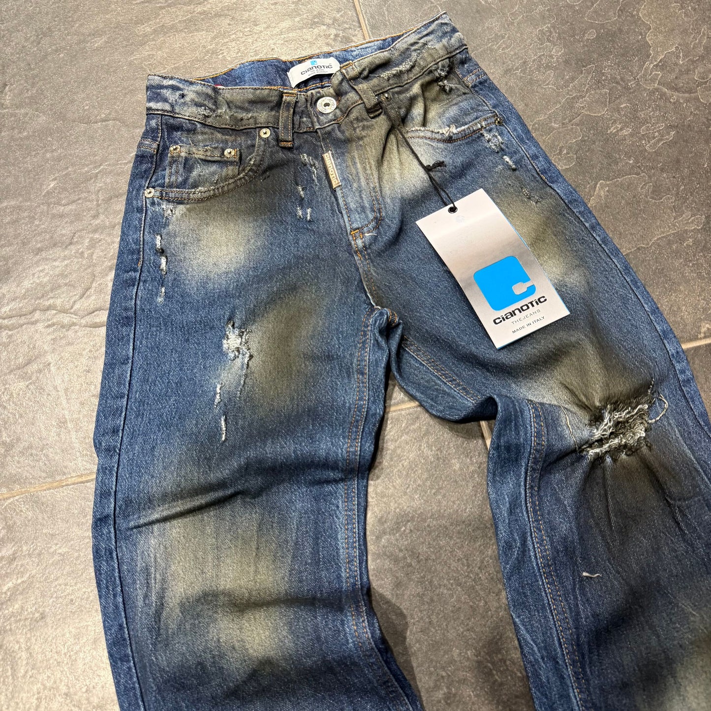 CB BAGGY SPIDER EFFECT BLUE - JEANS BIMBO - CIANOTIC