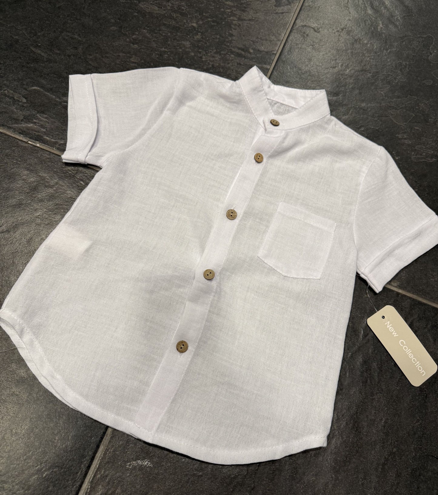 25113 CAMICIA LINO BIANCA - camicia bimbo -