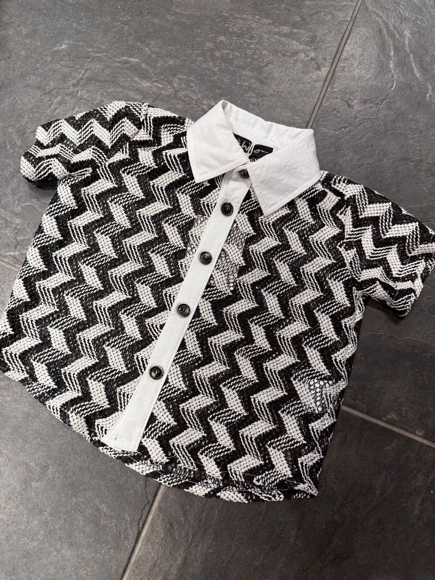 247 CAMICIA BIANCO/NERO - camicia bimbo -