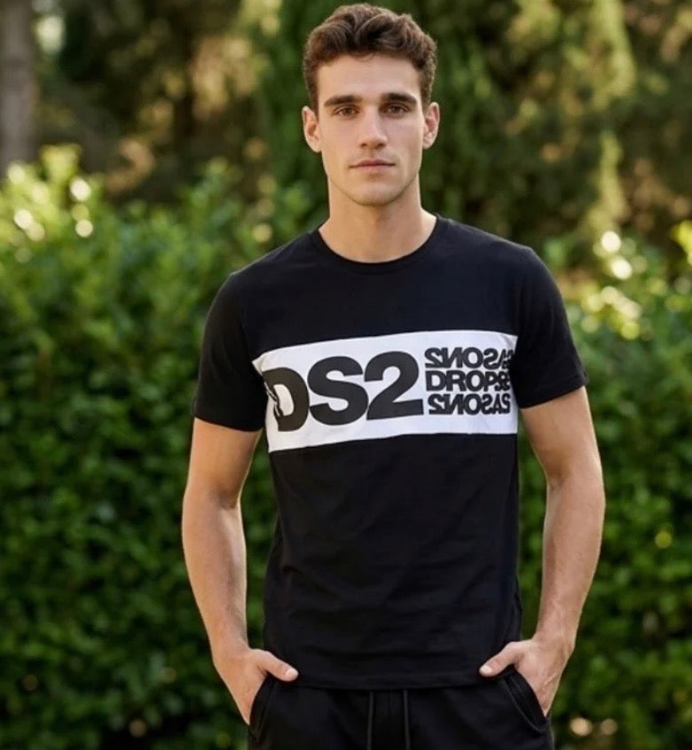 SS26214 T-SHIRT DS2 NERO/BIANCO - T-shirt uomo - DROP SEASON 2