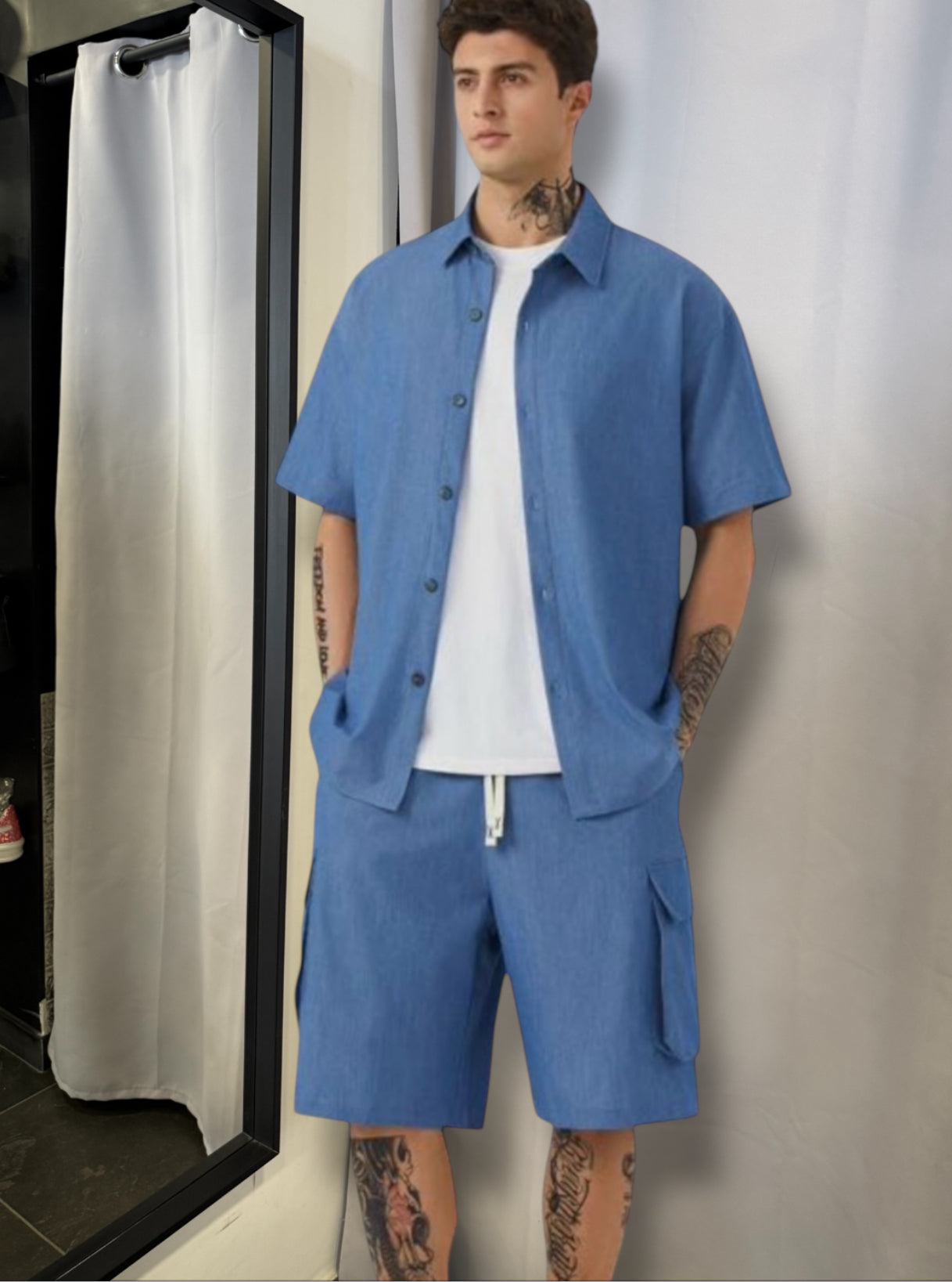GA-7703-80 COORDINATO UOMO CELESTE - Completi & Coordinati -