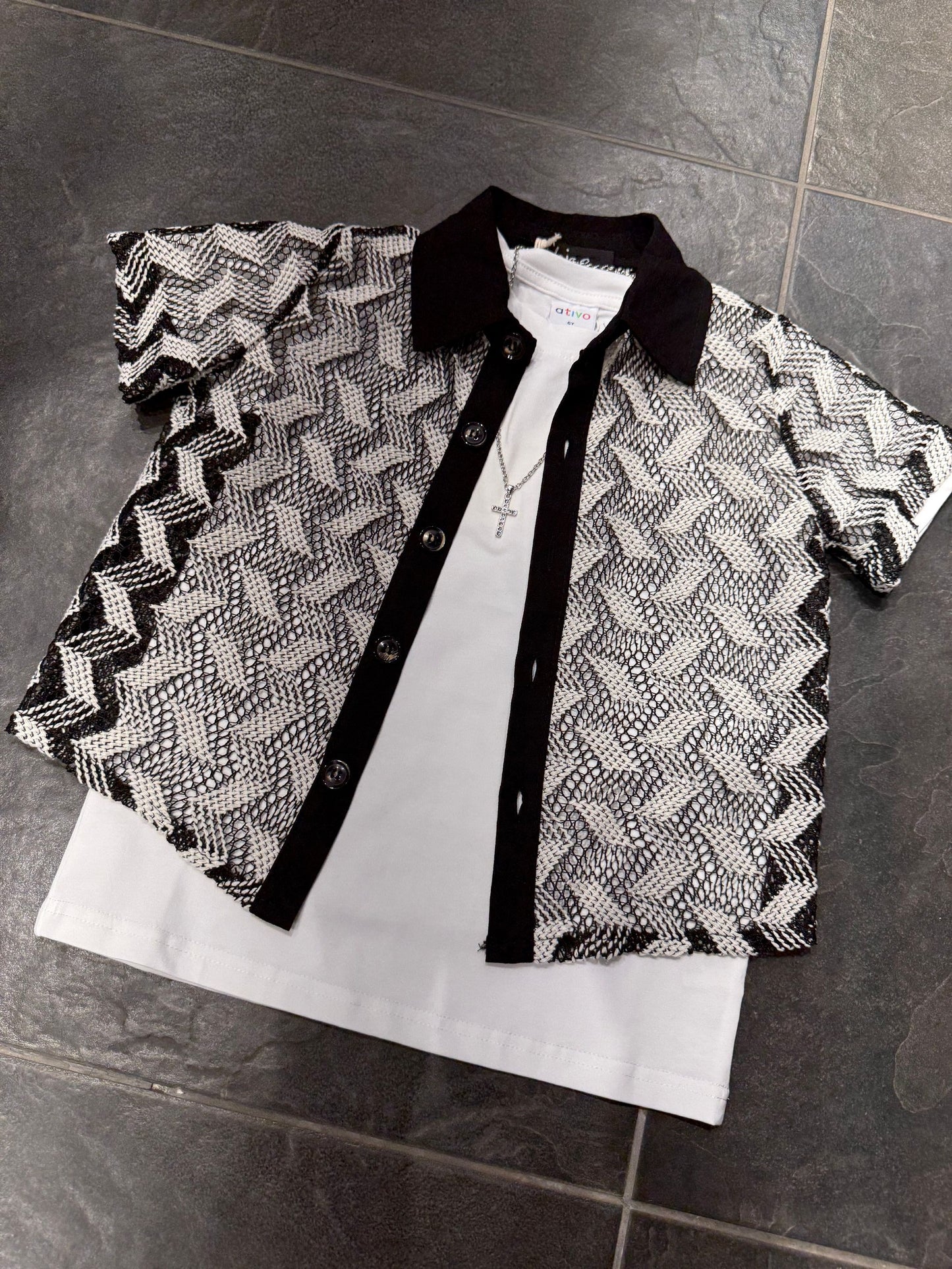 247 CAMICIA NERO/BIANCO - camicia bimbo -