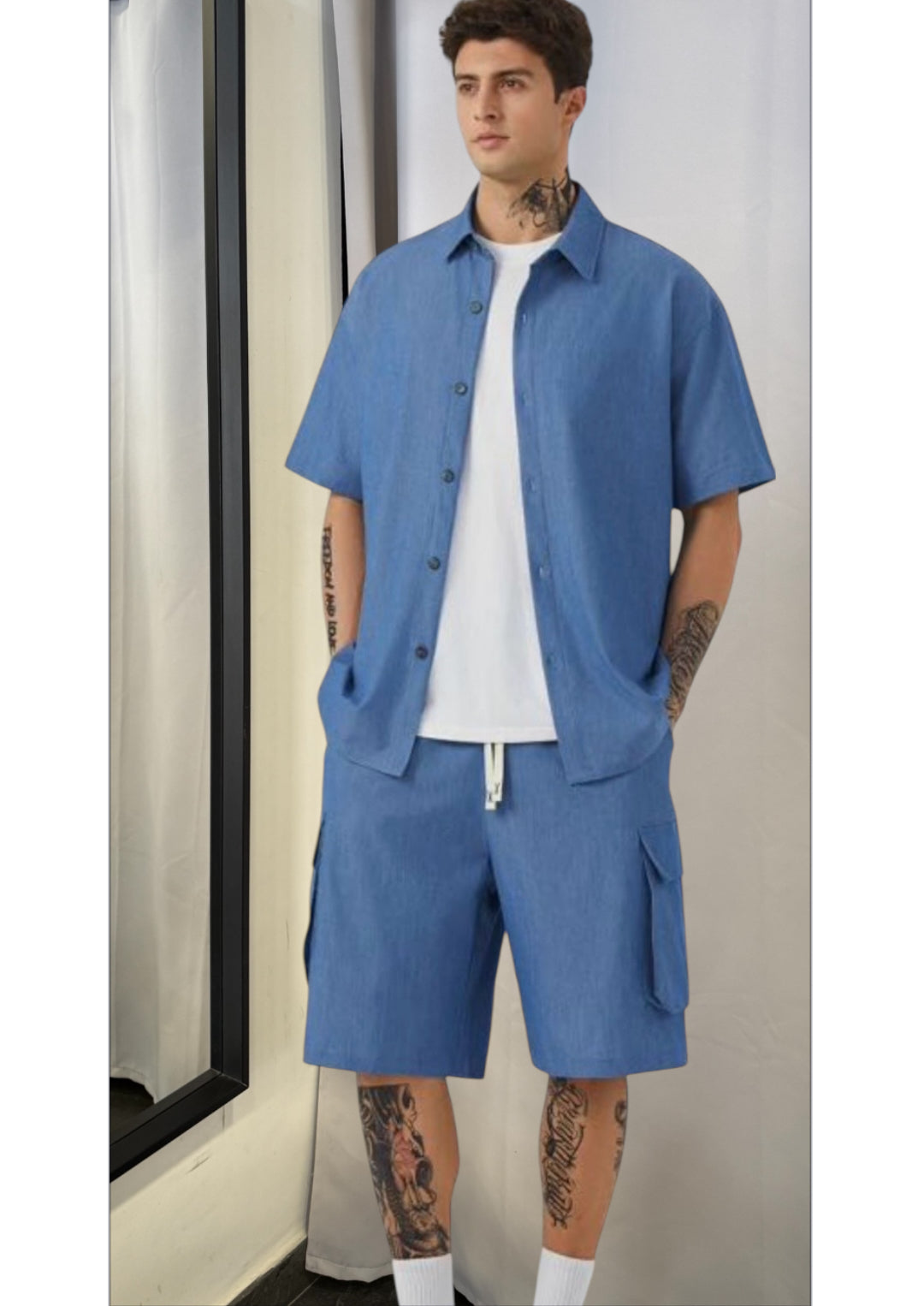 GA-7703-80 COORDINATO UOMO CELESTE - Completi & Coordinati -
