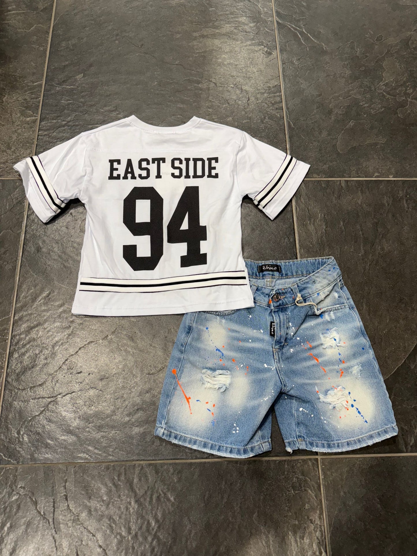 j288 SHORT JEANS CHIARO - short bimbo - IO CHICO