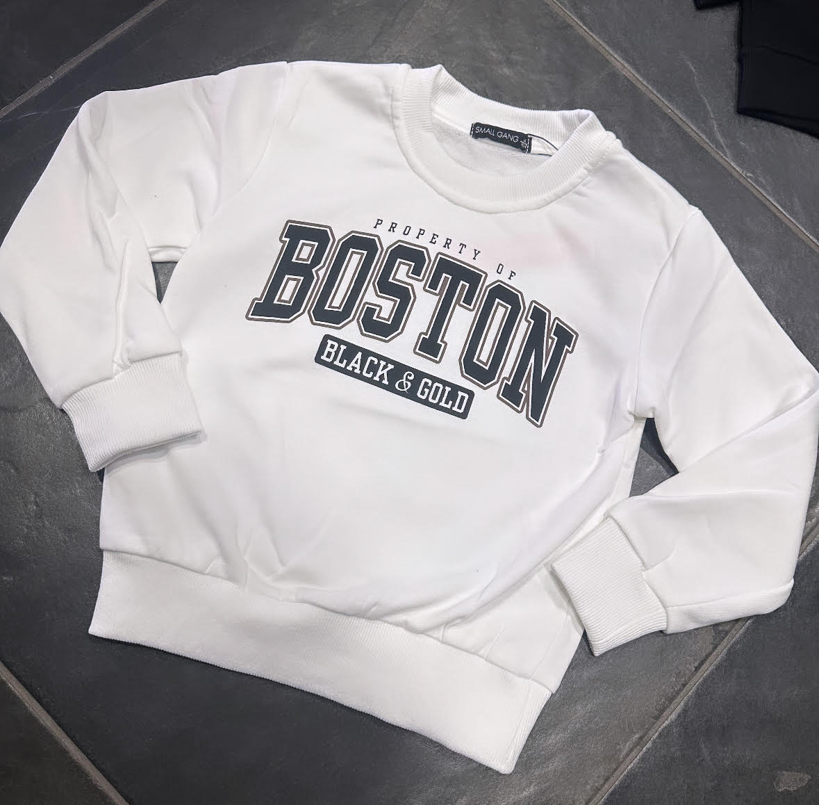 D-6662 FELPA BOSTON BIANCA - Felpe bambino - SMALL GANG