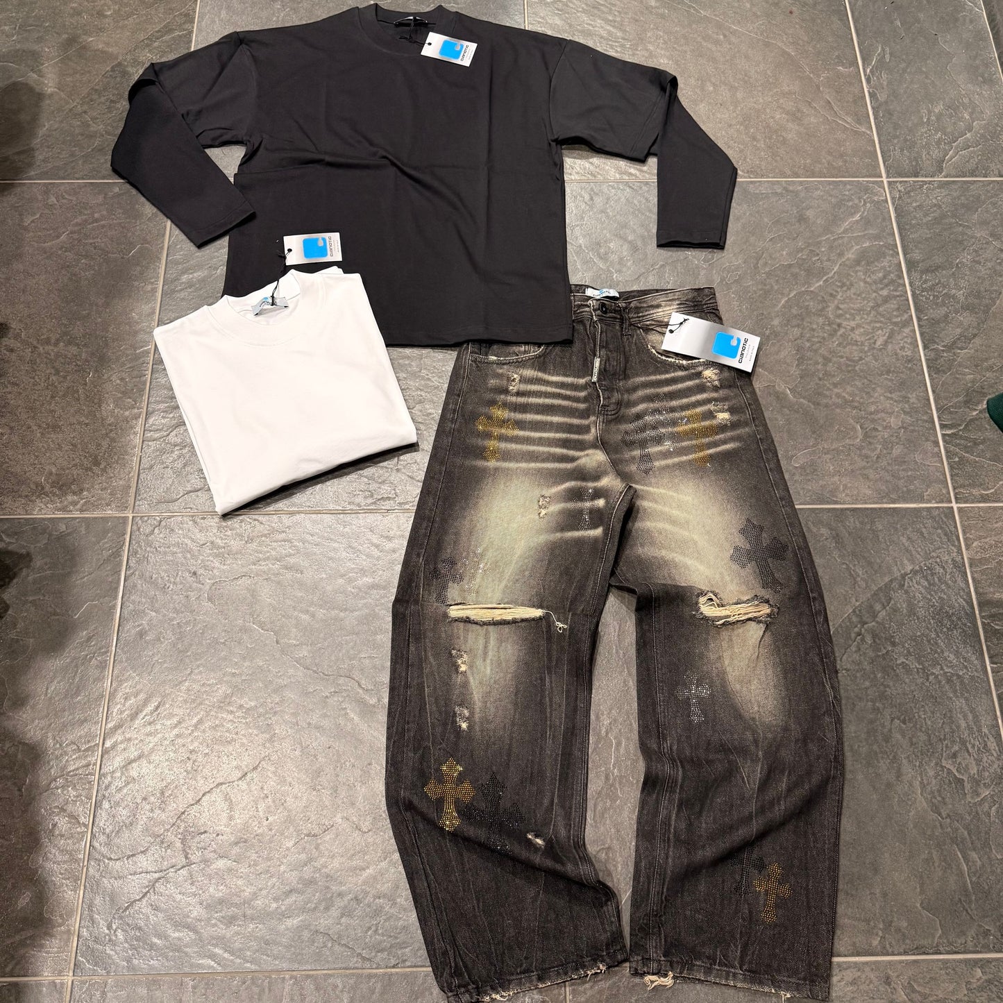 SUPER BAGGY CROME BLACK - Jeans uomo - CIANOTIC