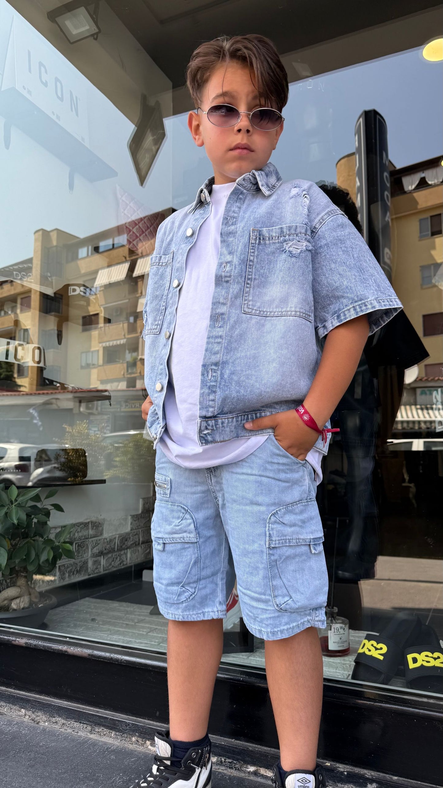 LF-3729 COORDINATO JEANS CHIARO - Coordinato bimbo/junior -
