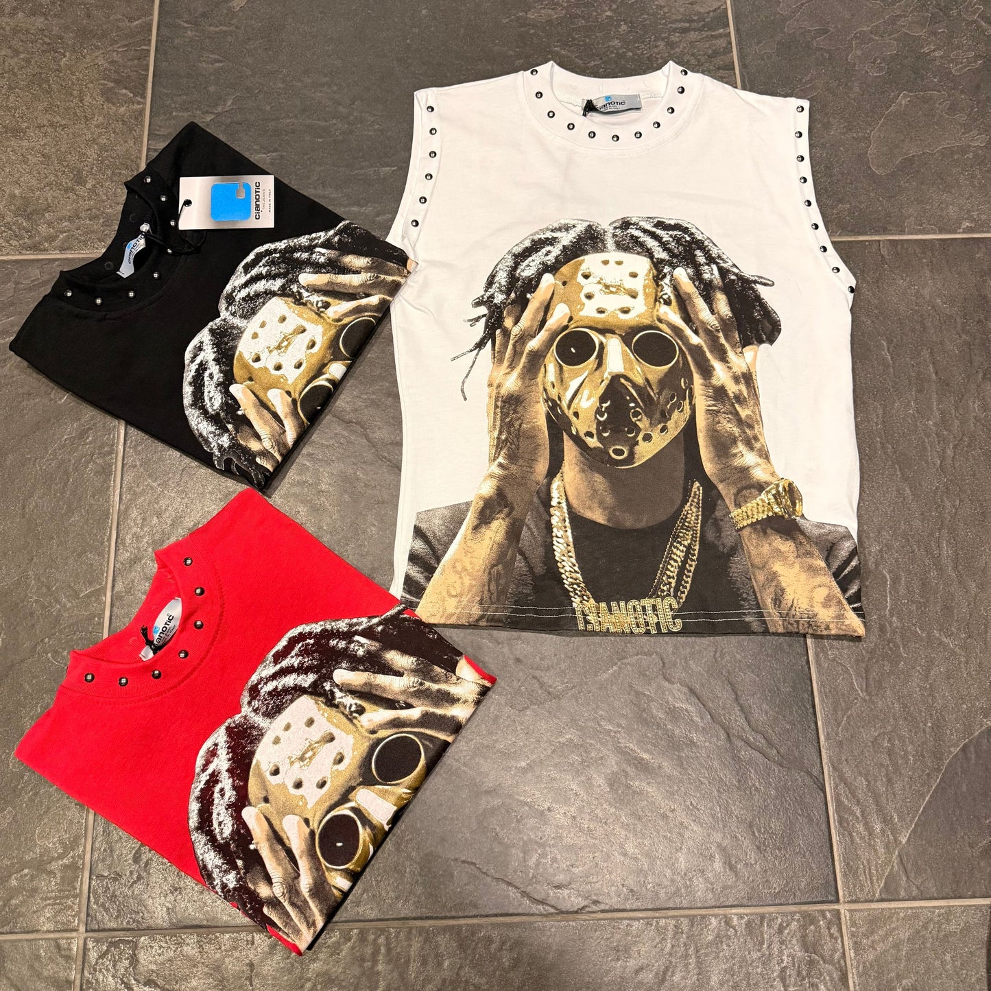CB/SMANICATO/MASK T-SHIRT ROSSA - T-shirt bimbo - CIANOTIC