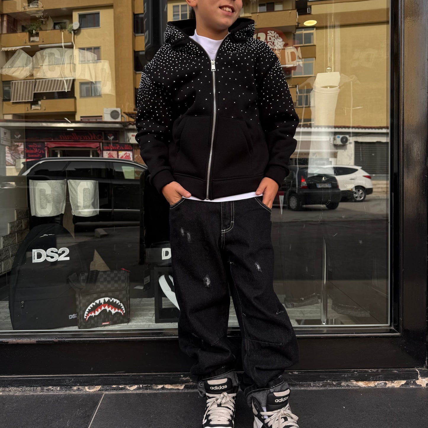 J801 JEANS BIMBO NERO - JEANS BIMBO - IO CHICO