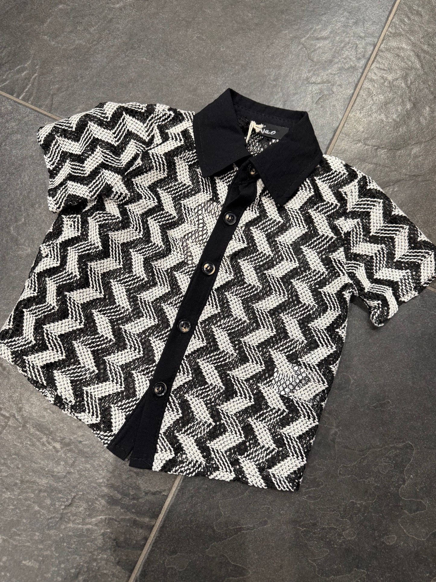 247 CAMICIA NERO/BIANCO - camicia bimbo -