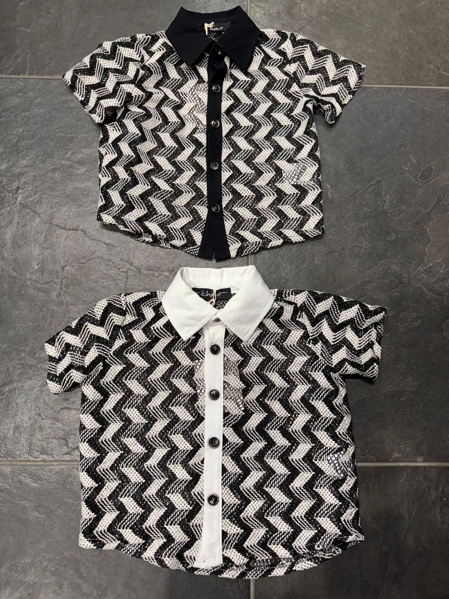 247 CAMICIA BIANCO/NERO - camicia bimbo -