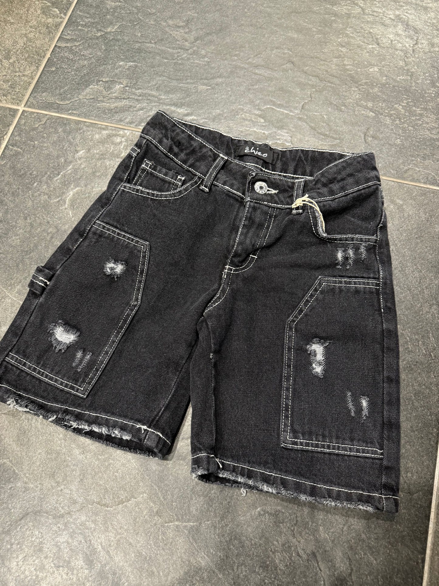 J368 SHORT JEANS SCURO - short bimbo - IO CHICO