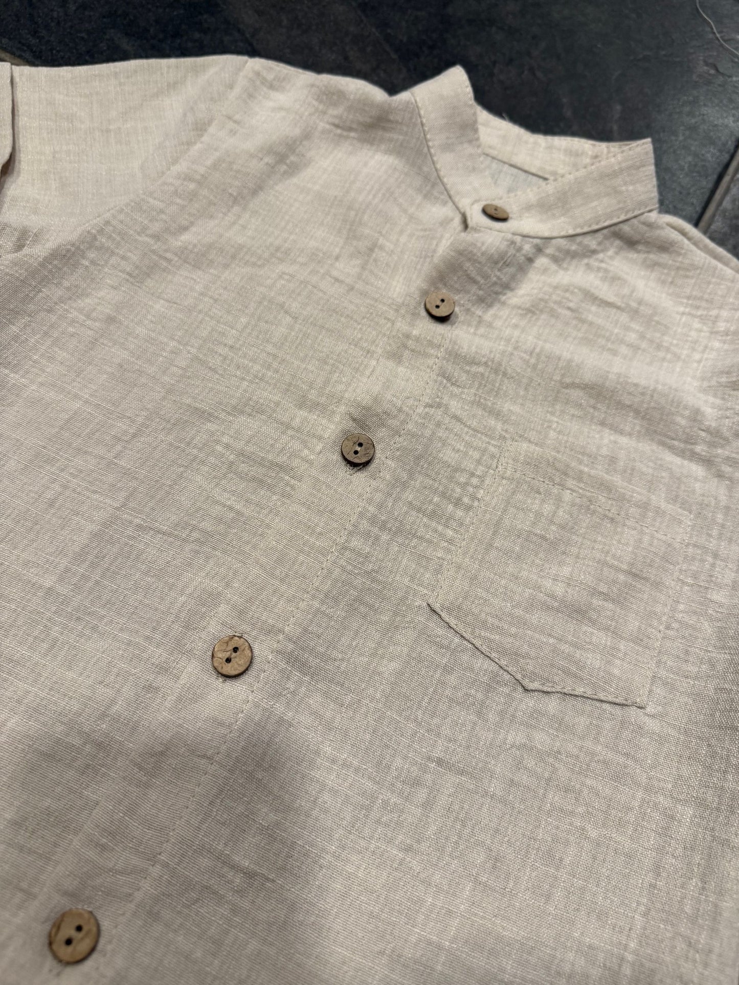 25113 CAMICIA LINO BEIGE - camicia bimbo -