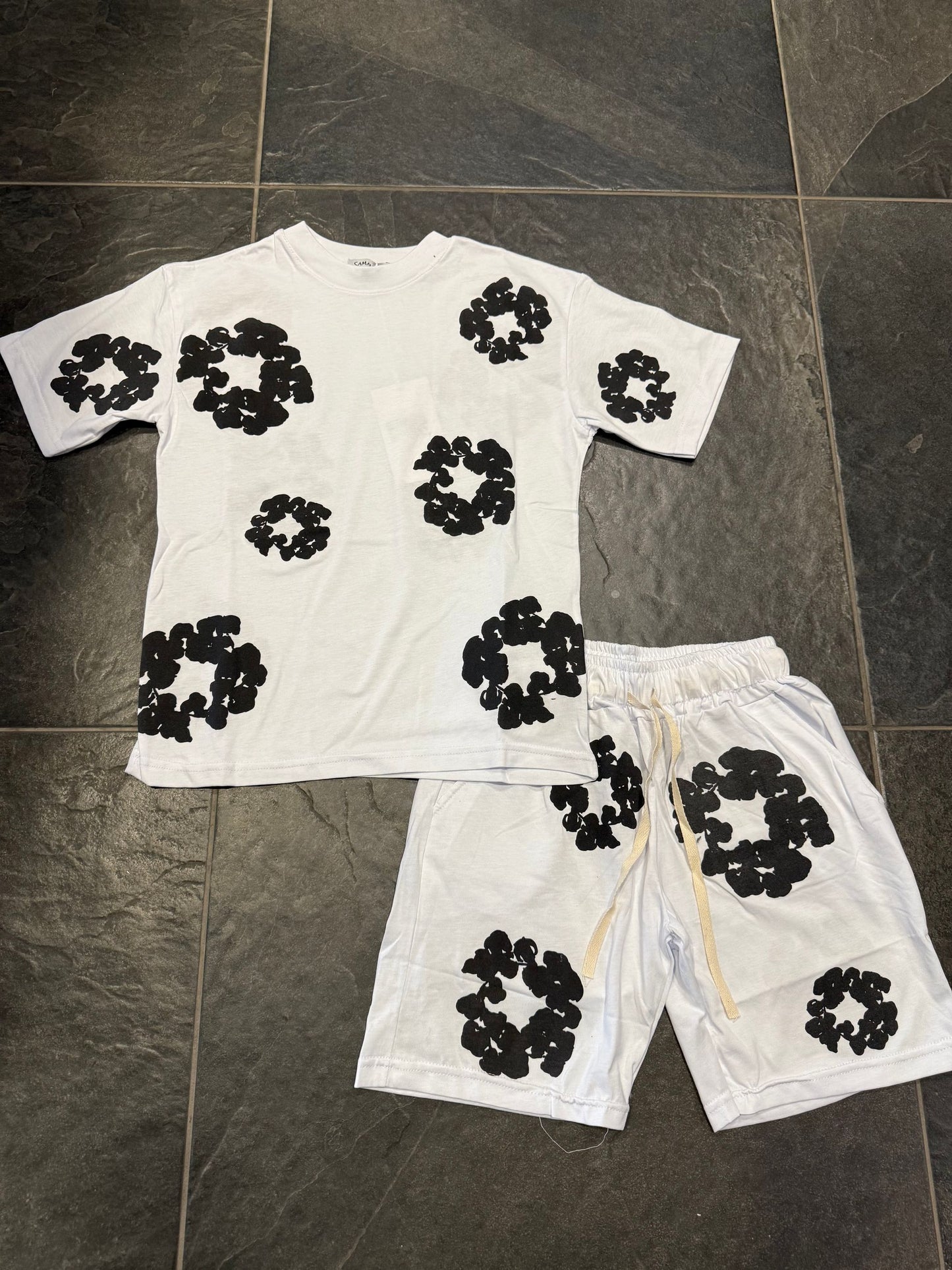 COORDINATO FIORI BIMBO BIANCO - Completo bimbo -