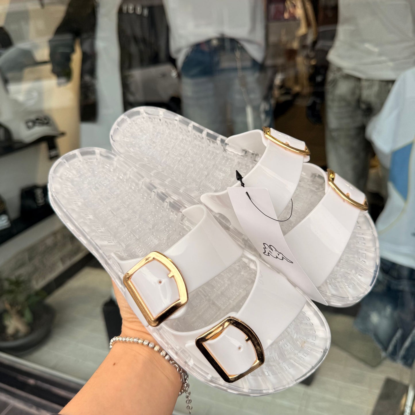 CIABATTE KAPPA BIANCHE LUCIDE - Ciabatte donna -