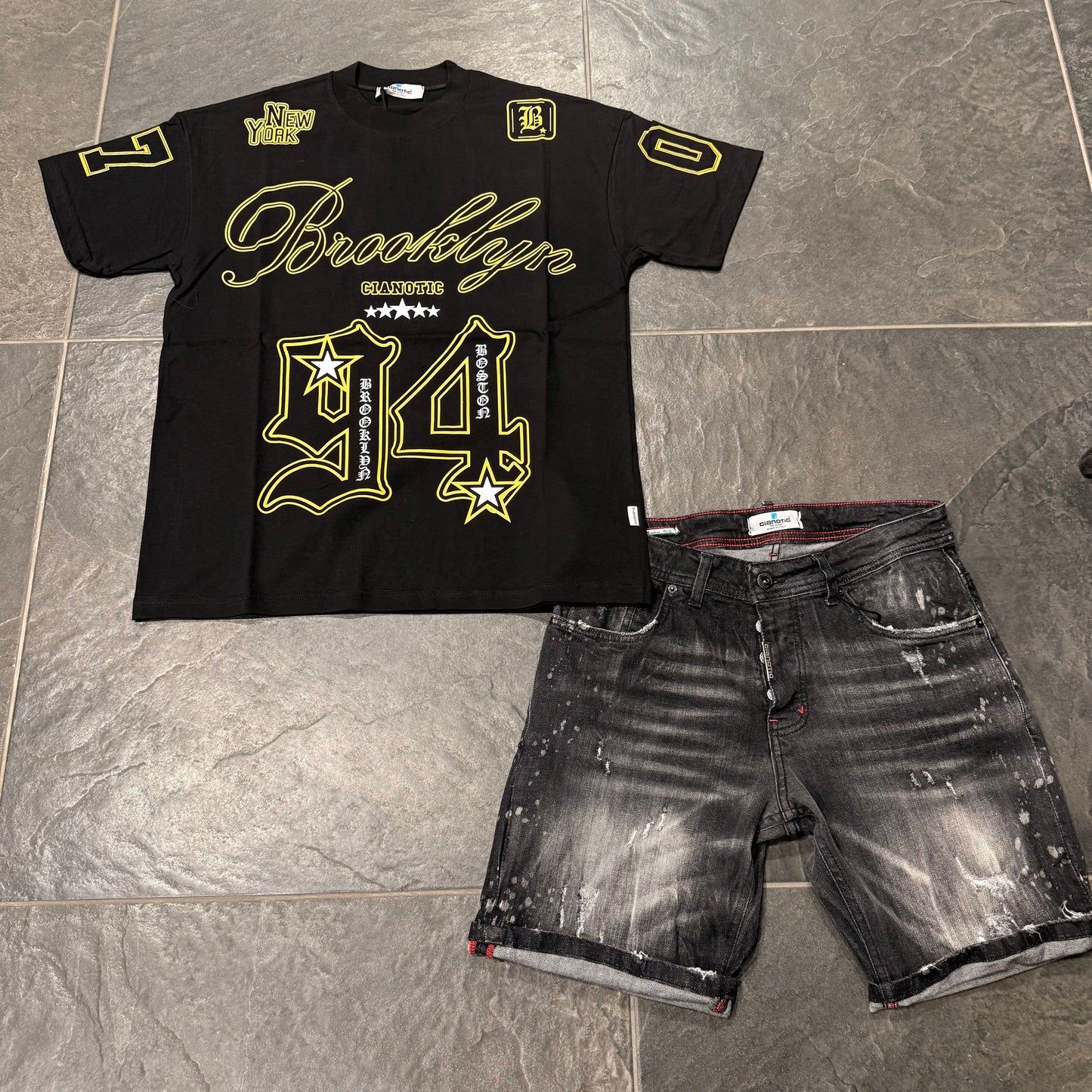 CROP BROOKLYN T-SHIRT NERA - T-shirt uomo - CIANOTIC
