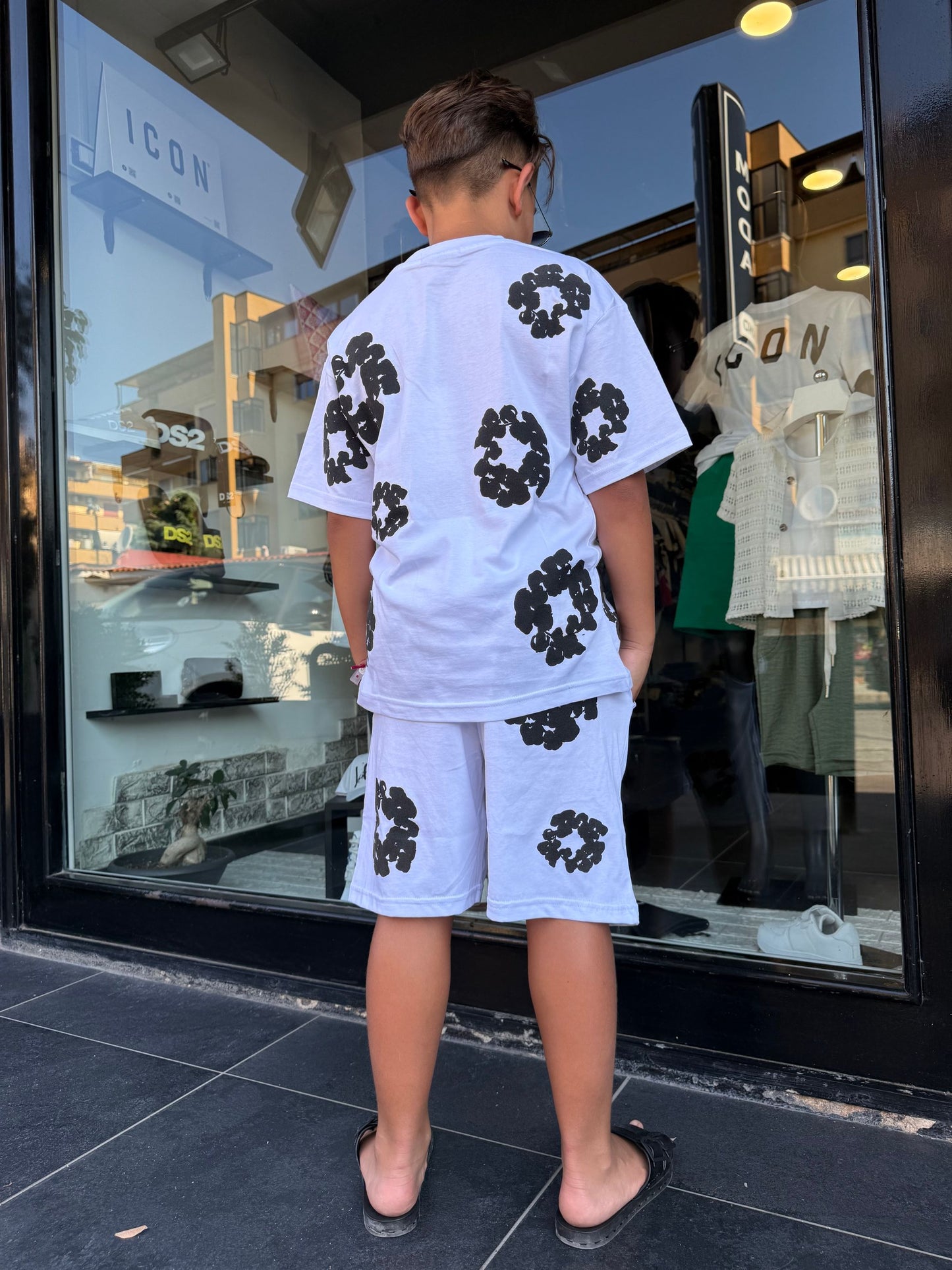 COORDINATO FIORI BIMBO BIANCO - Completo bimbo -