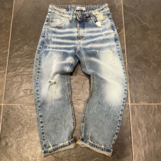 CB BAGGY 01 JEANS JUNIOR CIANOTIC SABBIATO - JEANS BIMBO - CIANOTIC
