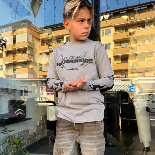 CB LONG SLEEVES NEVER GRIGIA - T-shirt bimbo - CIANOTIC