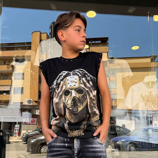 CB/SMANICATO/MASK T-SHIRT NERA - T-shirt bimbo - CIANOTIC