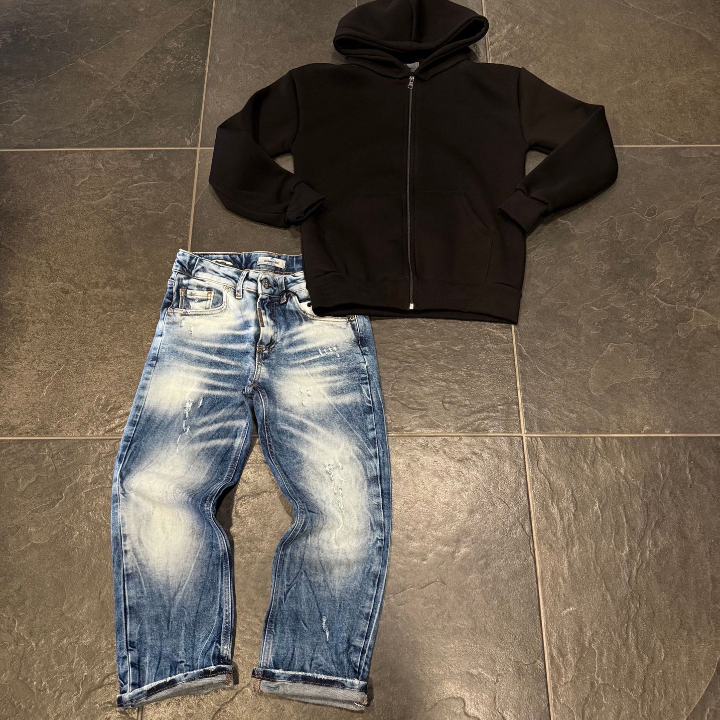 CB BAGGY MARBLE EFFECT BLU JEANS BIMBO - JEANS BIMBO - CIANOTIC