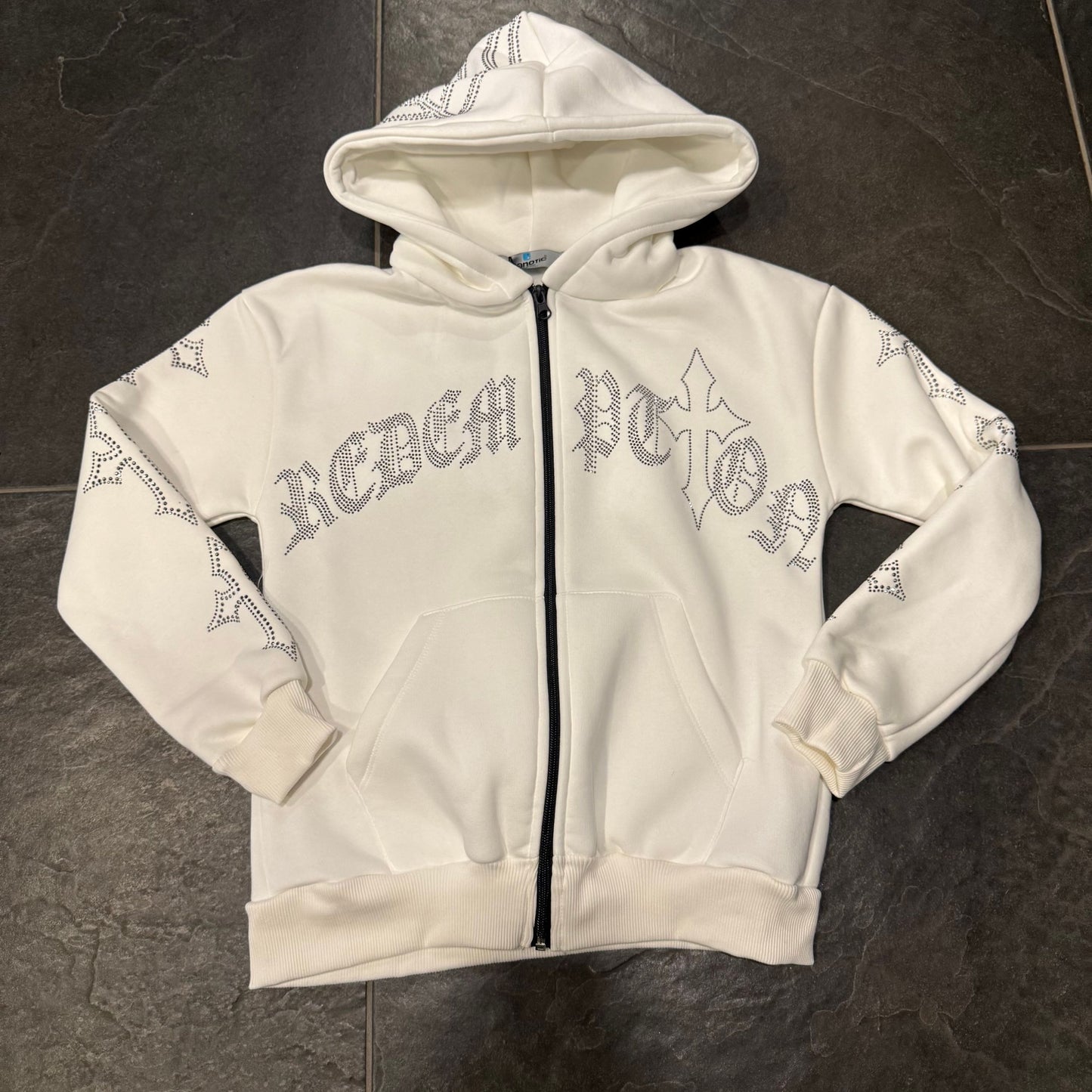 CBHOODIE ZIPPED DIAMOND BIANCO - felpa bimbo - CIANOTIC