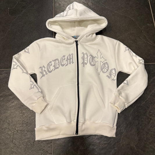 CBHOODIE ZIPPED DIAMOND BIANCO - felpa bimbo - CIANOTIC