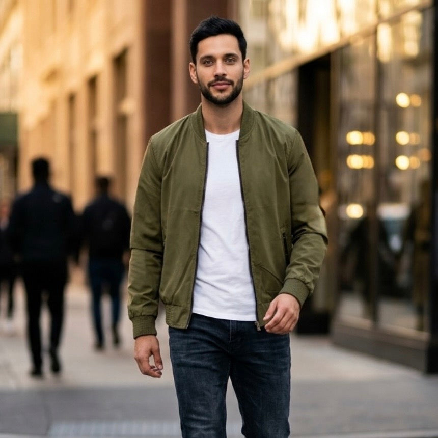 H-8872 GIUBBINO VERDE MILITARE - Giubbini uomo -