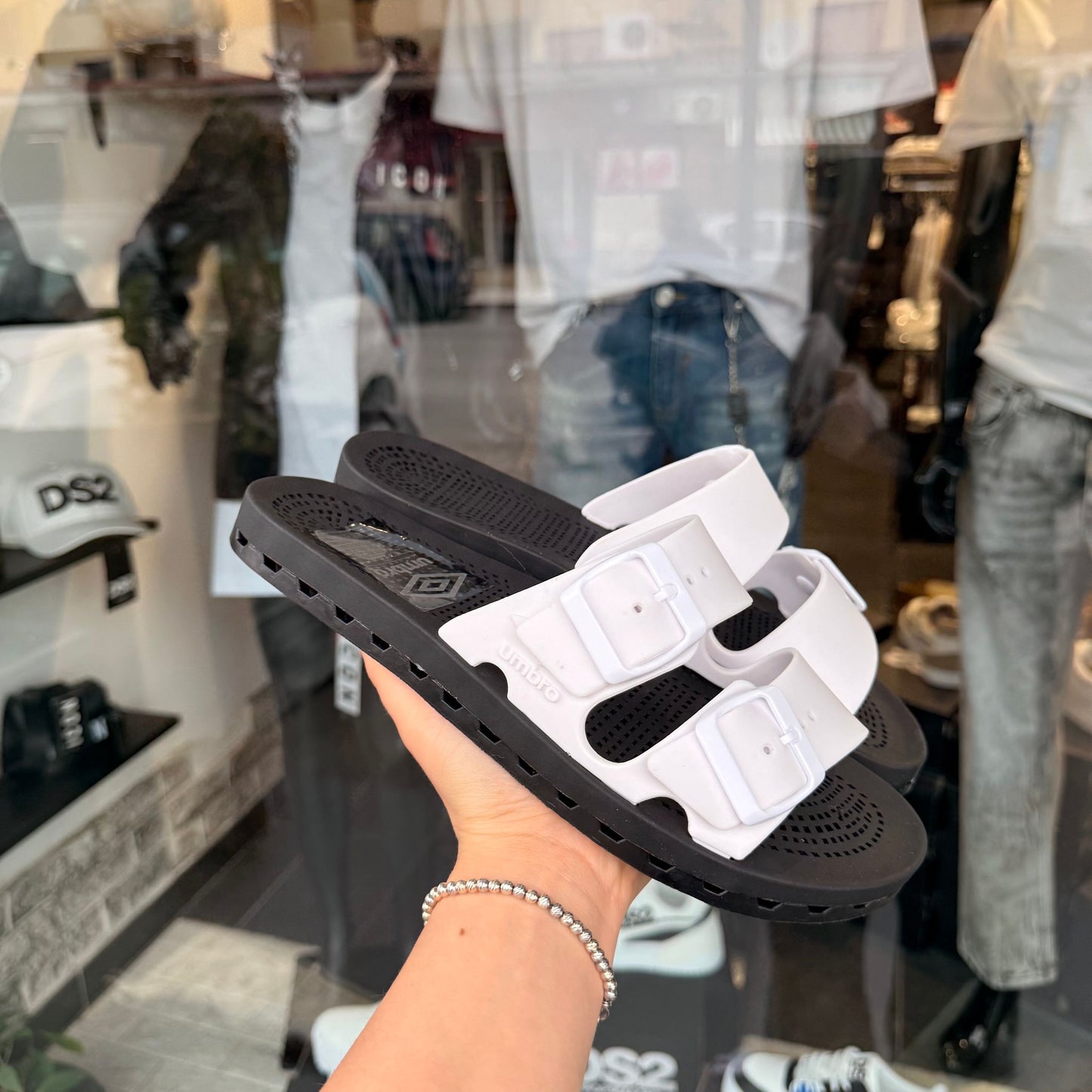 CIABATTE UMBRO BIANCO/NERO - Ciabatte uomo -