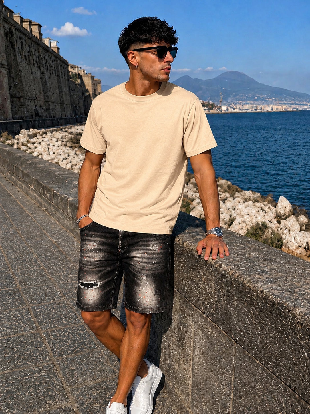 T/COLLO ALTO REGULAR AVORIO - T-shirt uomo - CIANOTIC