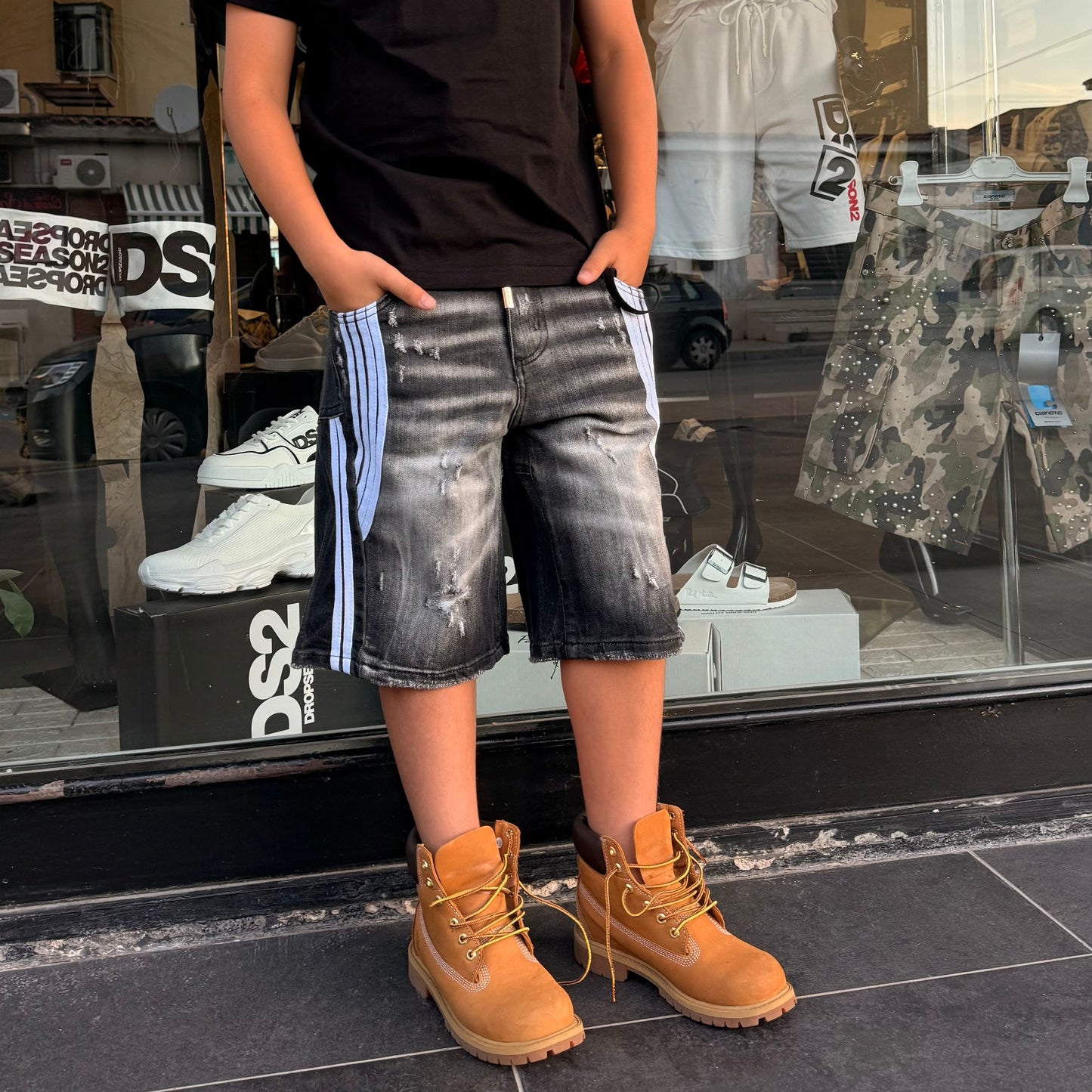 CB SHORT STRIPES BLACK - bermuda bimbo - CIANOTIC