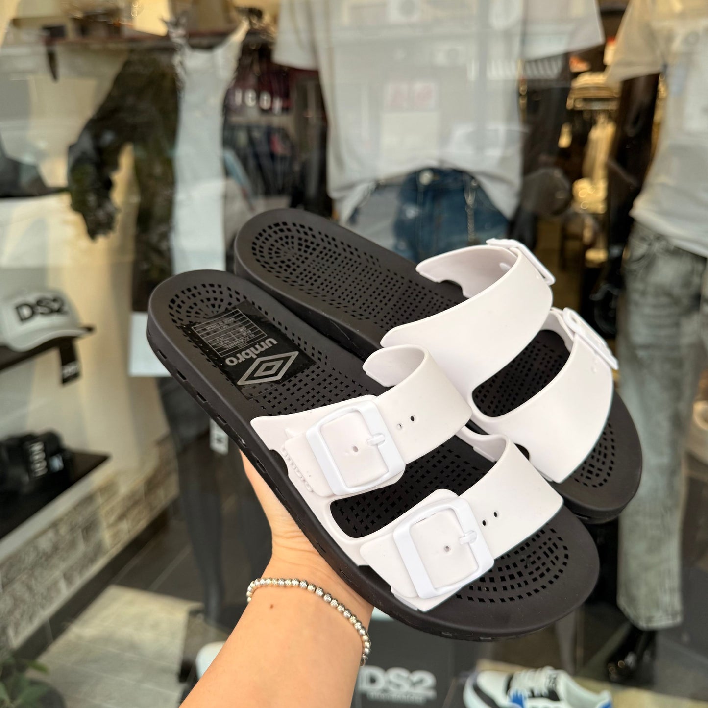 CIABATTE UMBRO BIANCO/NERO - Ciabatte uomo -