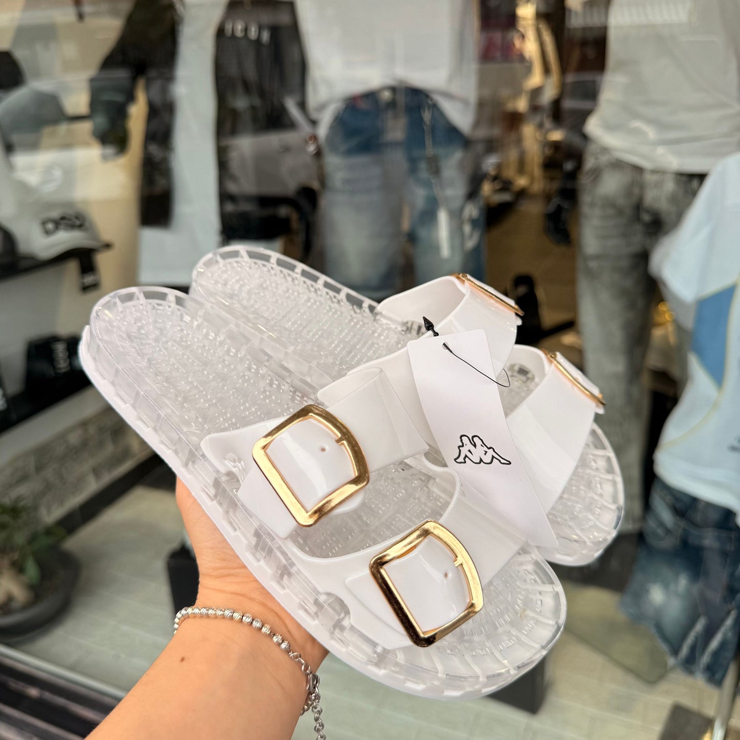 CIABATTE KAPPA BIANCHE LUCIDE - Ciabatte donna -