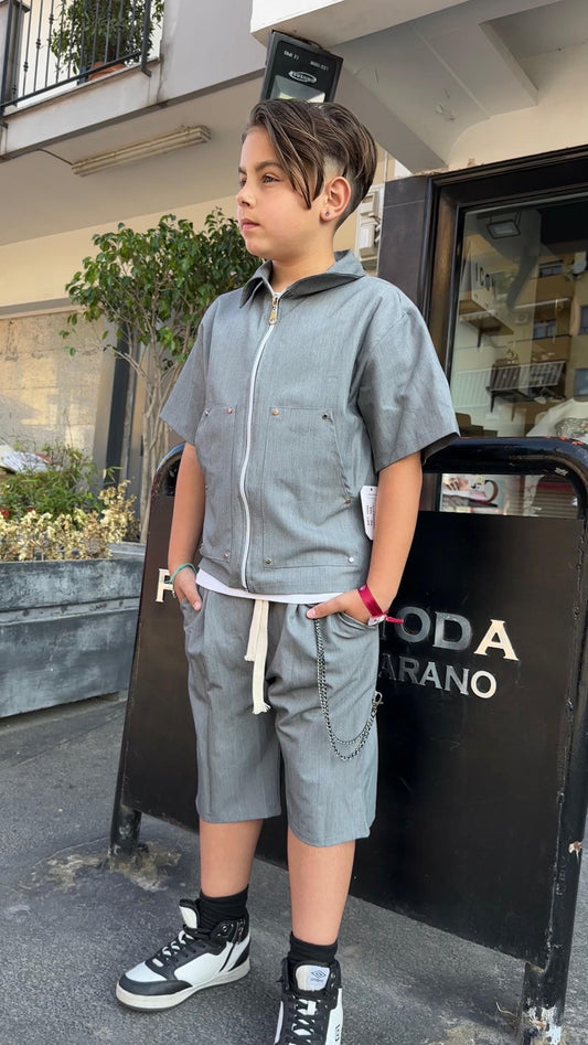 1090 COORDINATO BIMBO GRIGIO - Coordinato bimbo/junior -