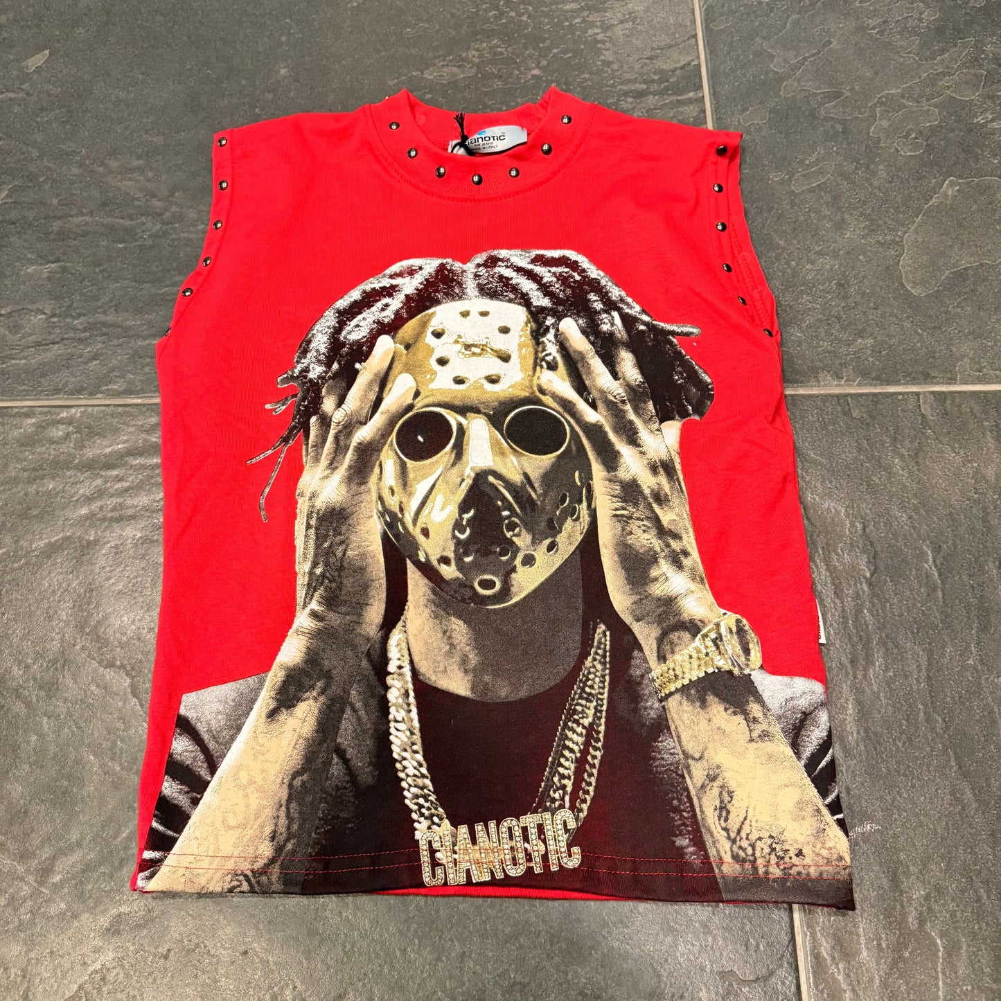 CB/SMANICATO/MASK T-SHIRT ROSSA - T-shirt bimbo - CIANOTIC