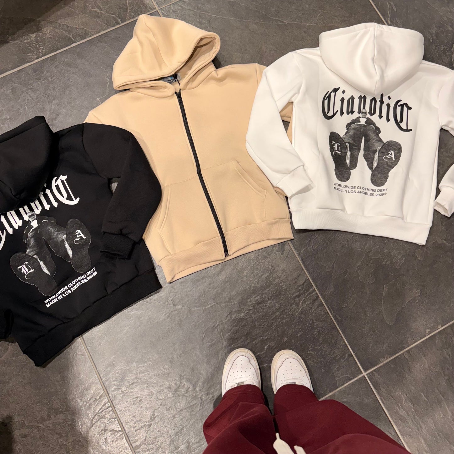 F/ZIP SCARPE BIANCA - felpa bimbo - CIANOTIC