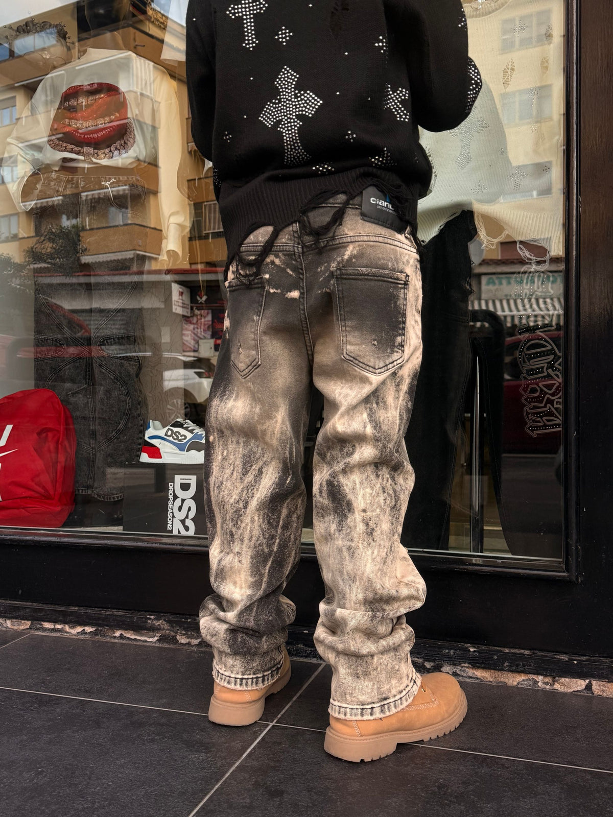CB BAGGY STARK SABBIATO BLACK - JEANS BIMBO - CIANOTIC