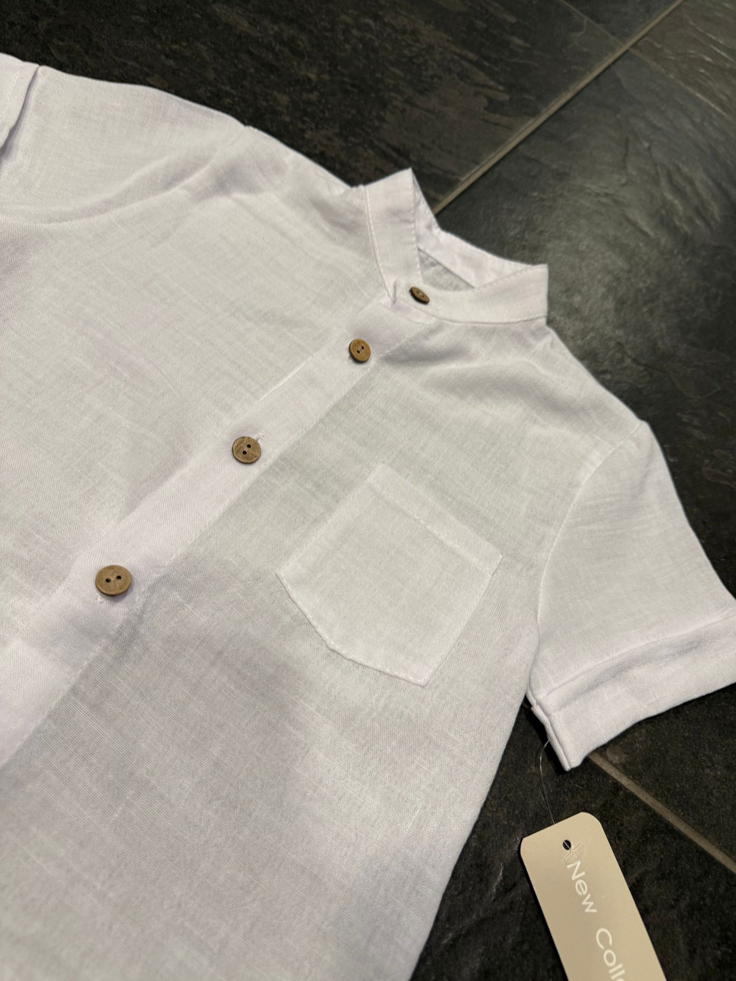 25113 CAMICIA LINO BIANCA - camicia bimbo -