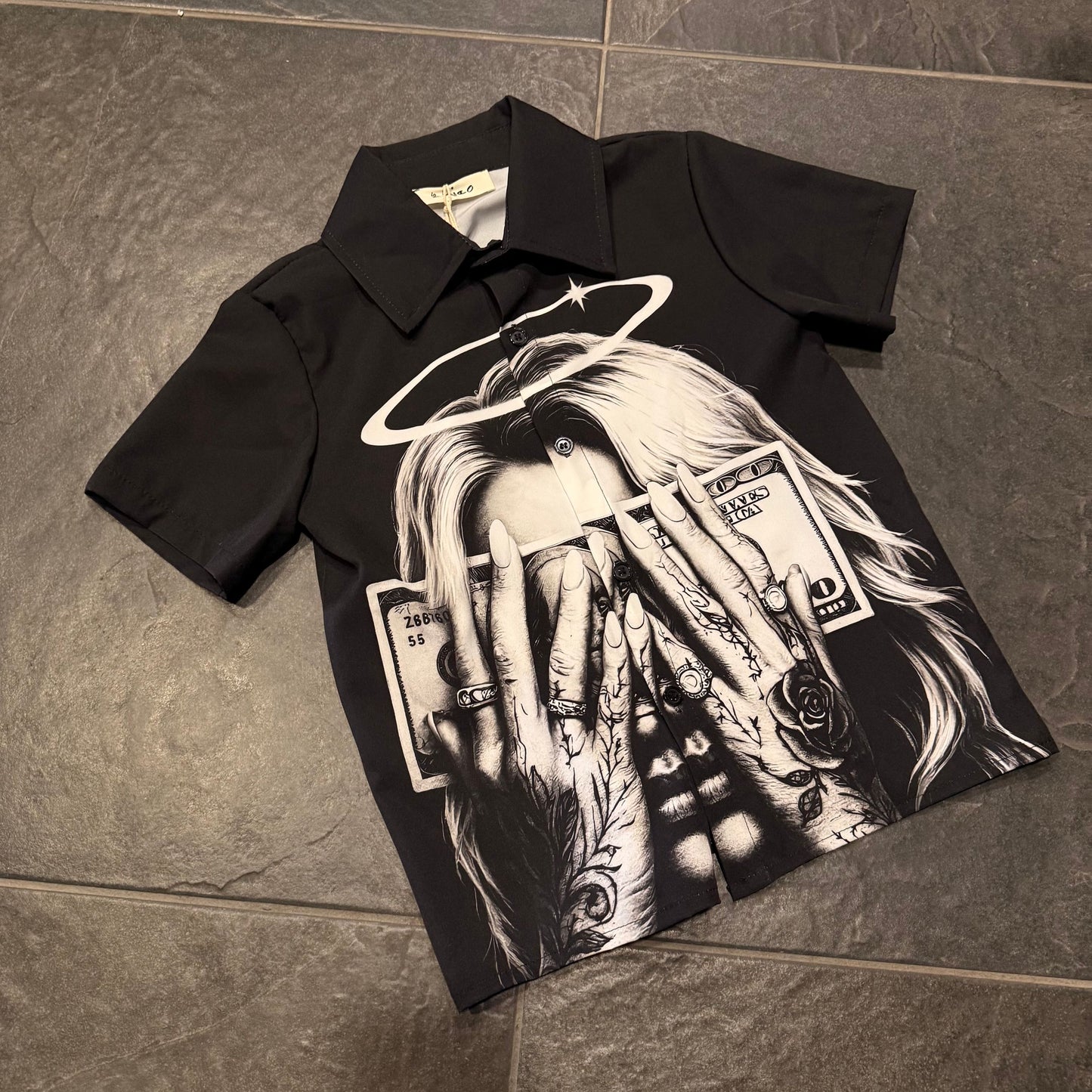 1282 CAMICIA BIMBO MONEY NERA - camicia bimbo -