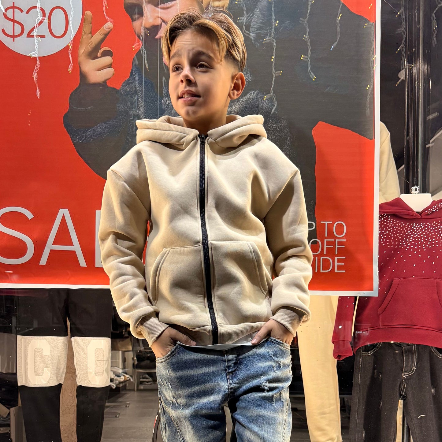 F/ZIP SCARPE BEIGE - felpa bimbo - CIANOTIC